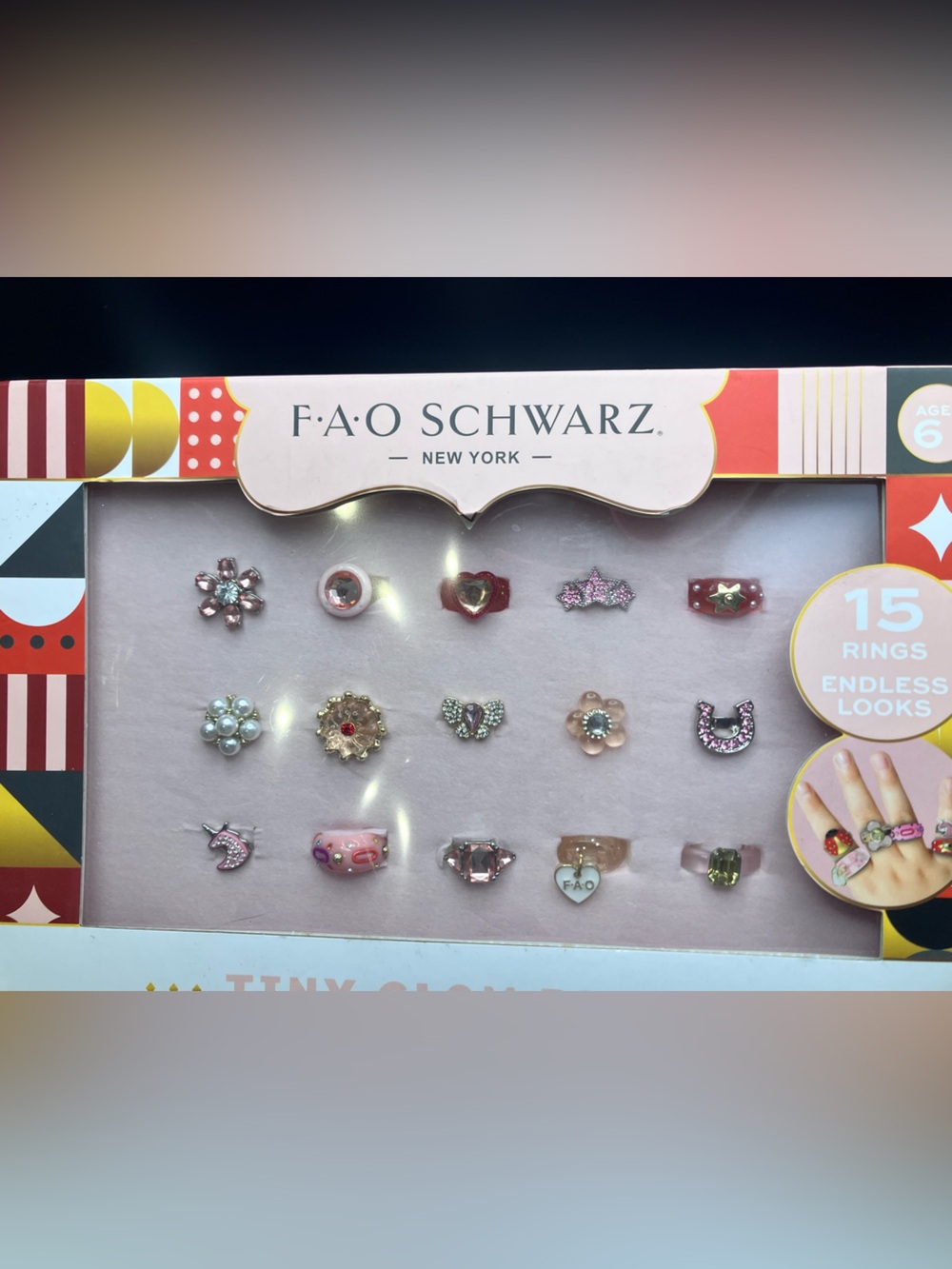 FAO Schwarz Pink and Gold Girls' 15-Piece Fashion Ring Set